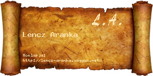 Lencz Aranka névjegykártya